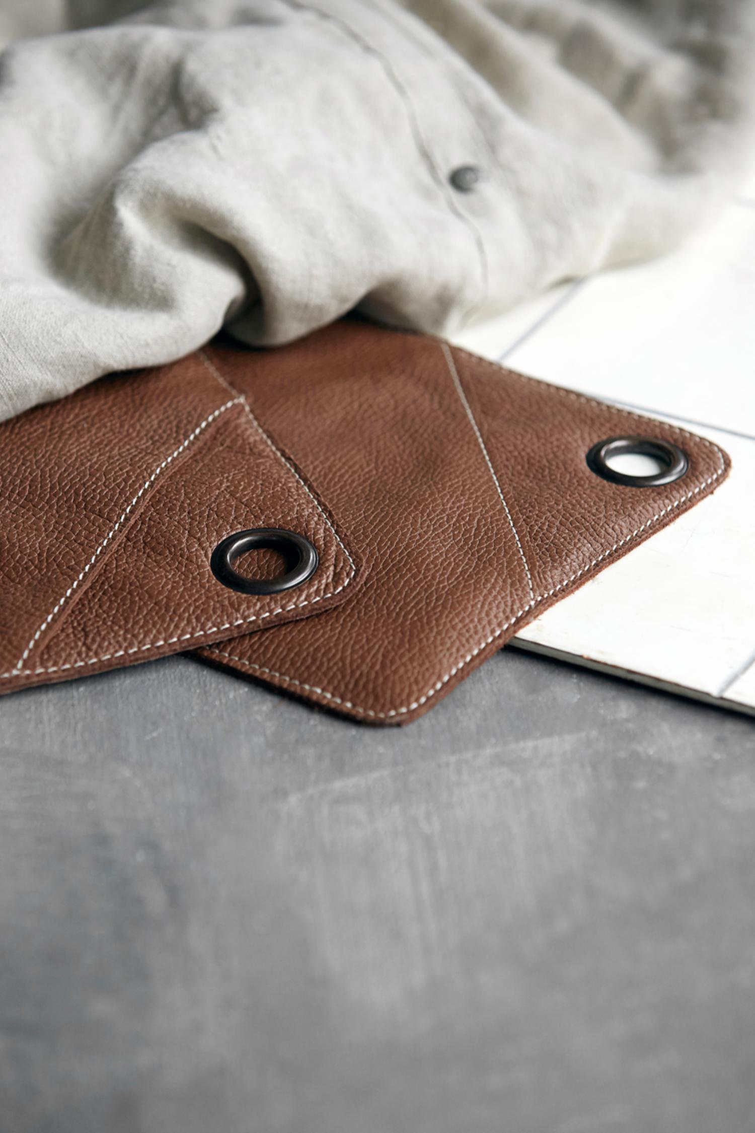 square leather potholders