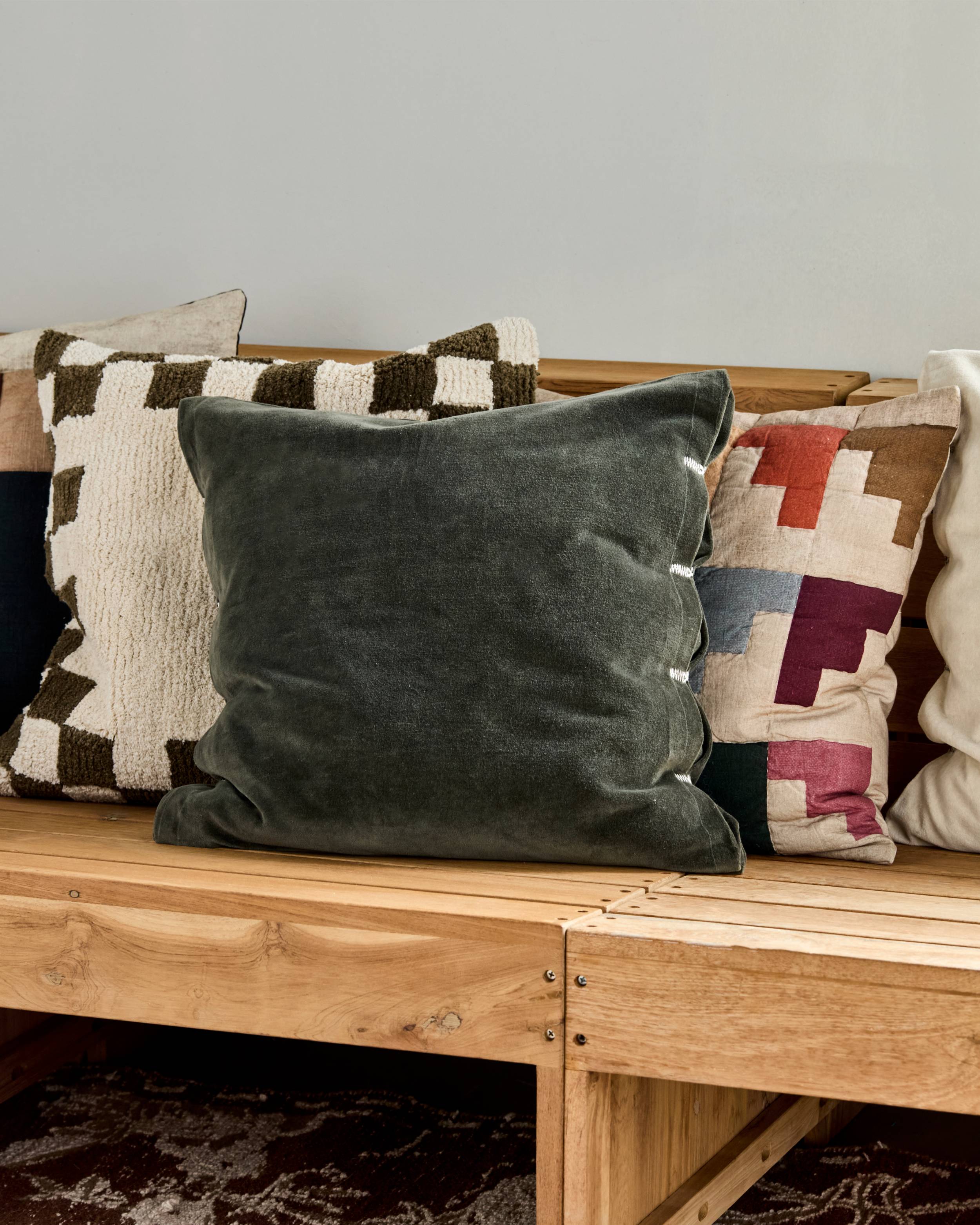 velvet cushion cover green