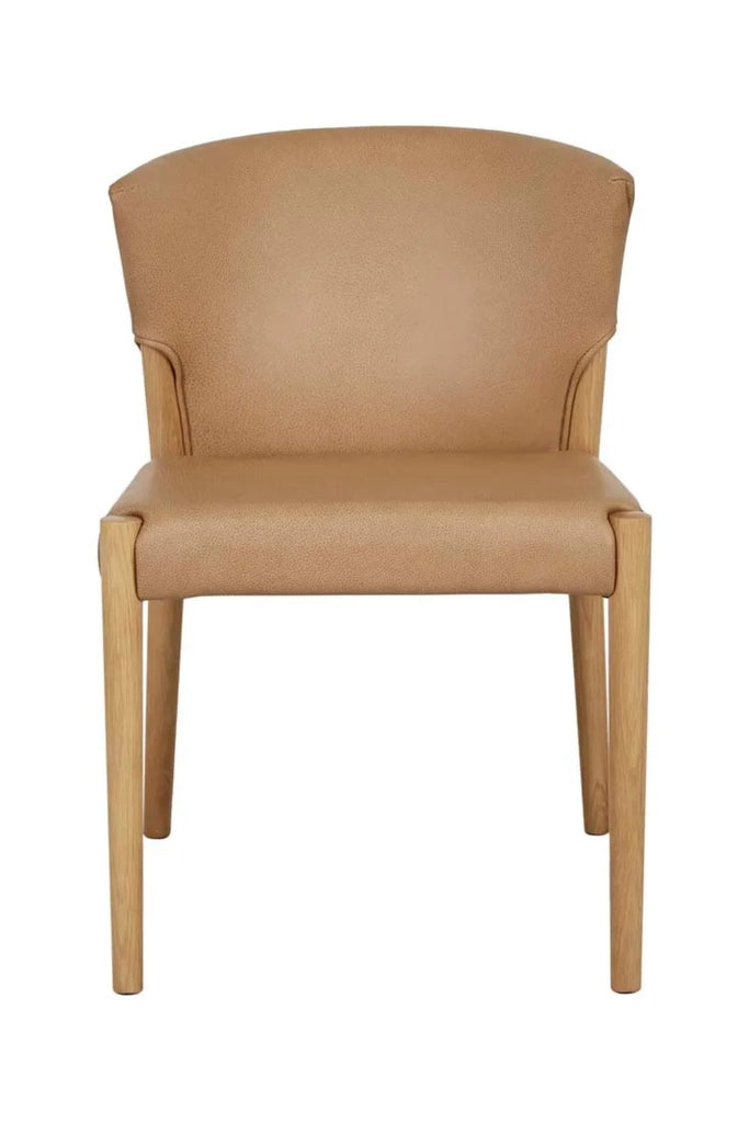 upholstered leather dining chair pecan