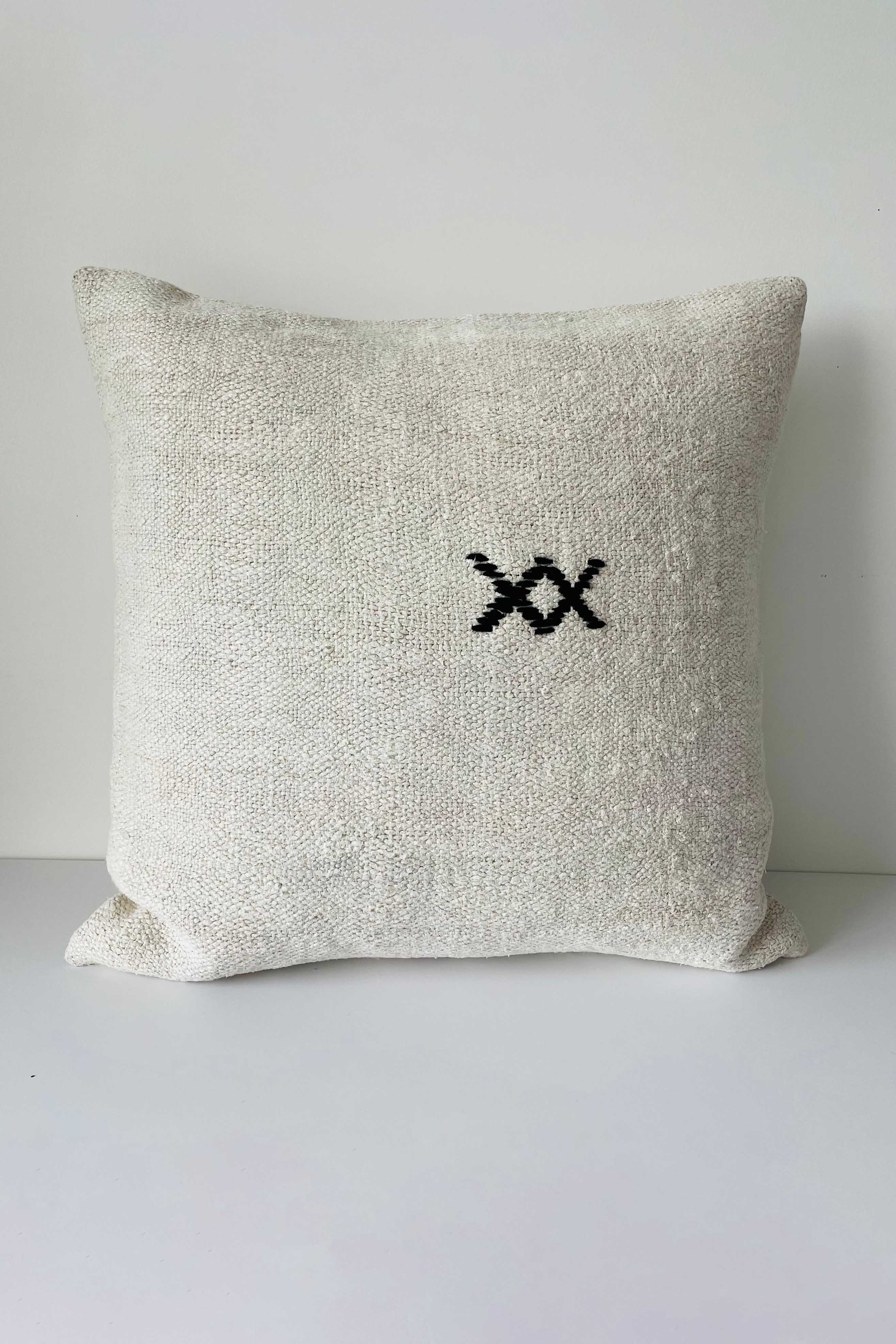 vintage hemp cushion cover cross