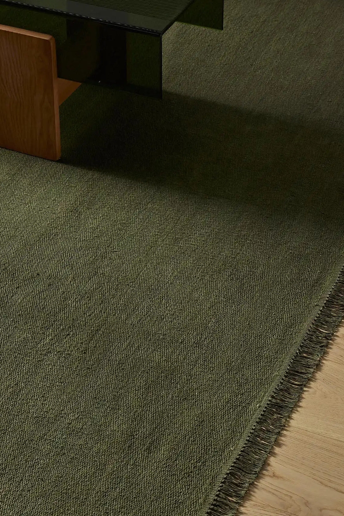 emilio linen floor rug deep olive