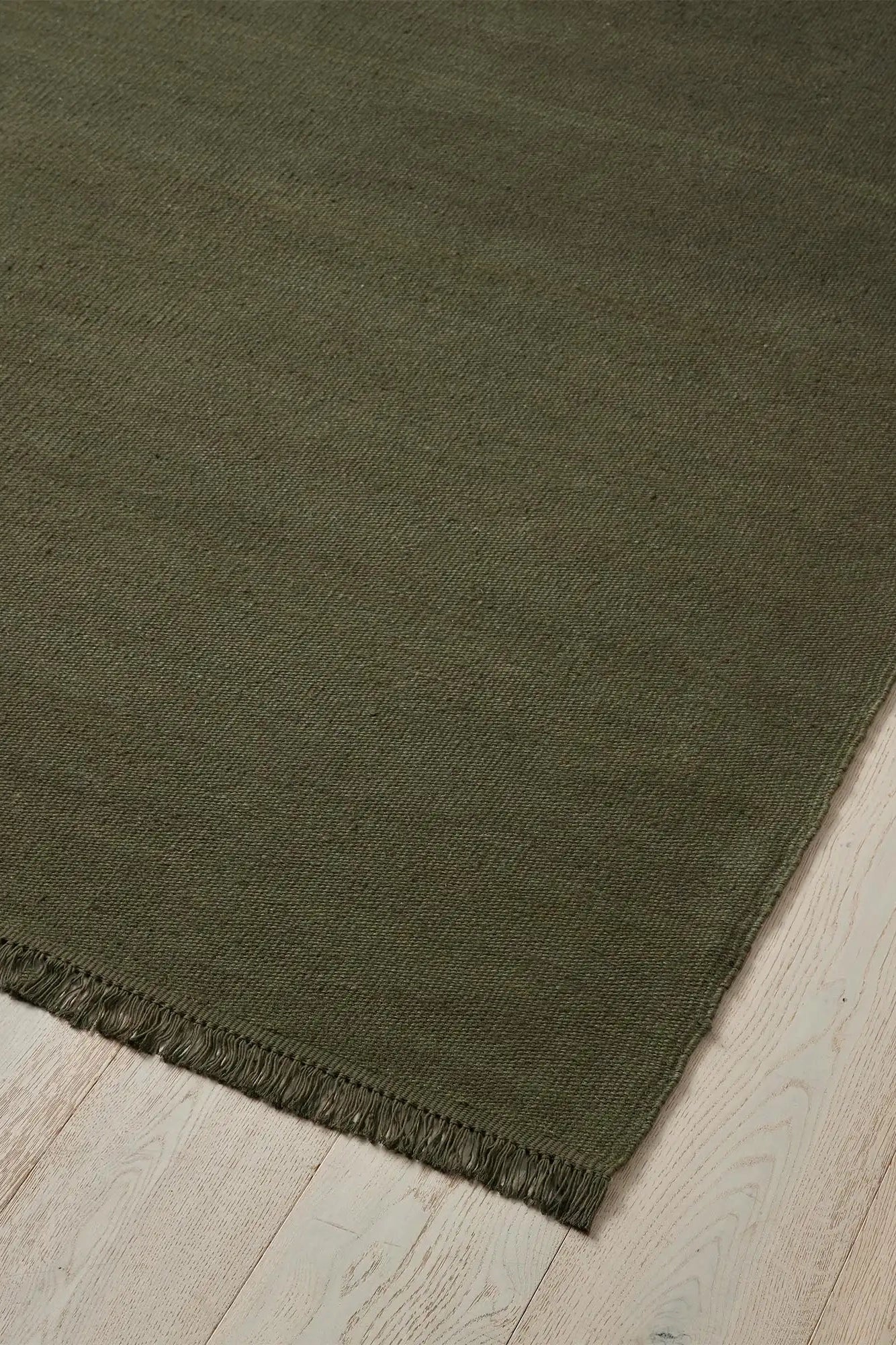 emilio linen floor rug deep olive
