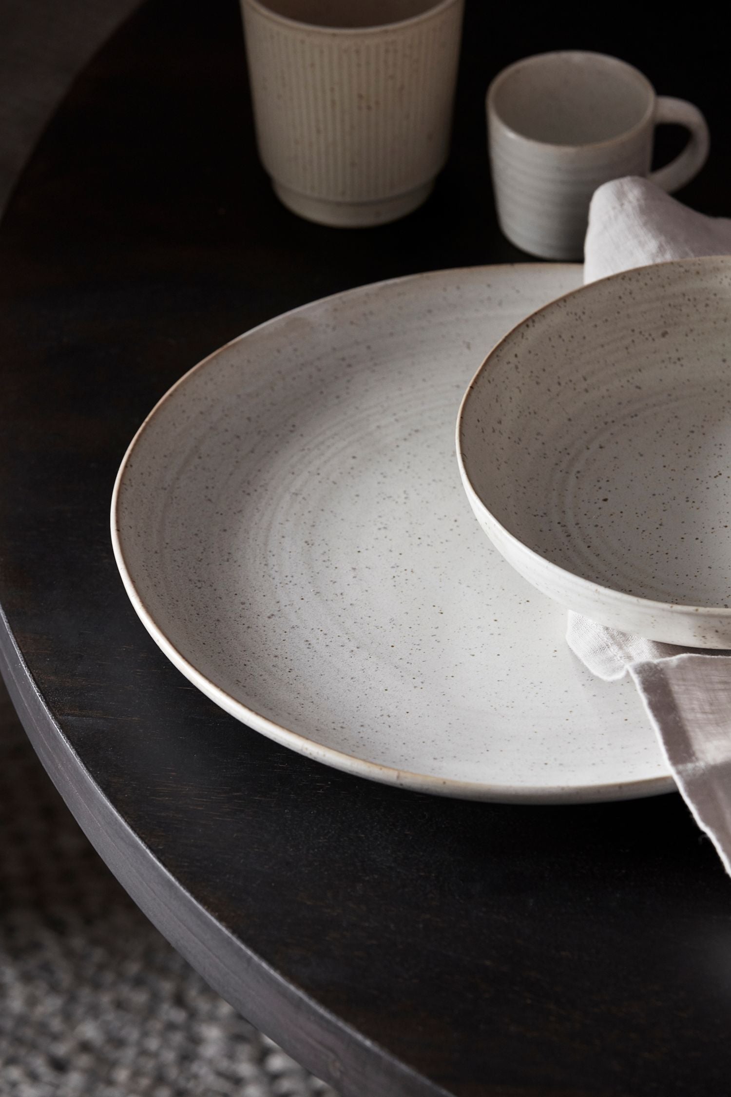 pion dinner plate off white speckle set/4