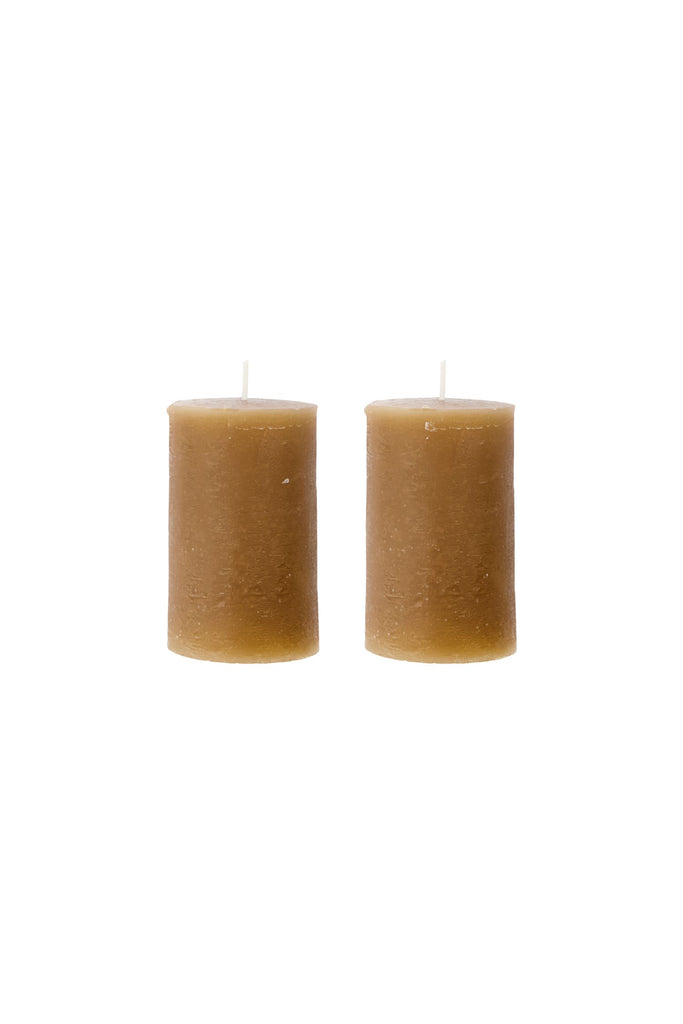 rustic candle 10cm set/2 camel