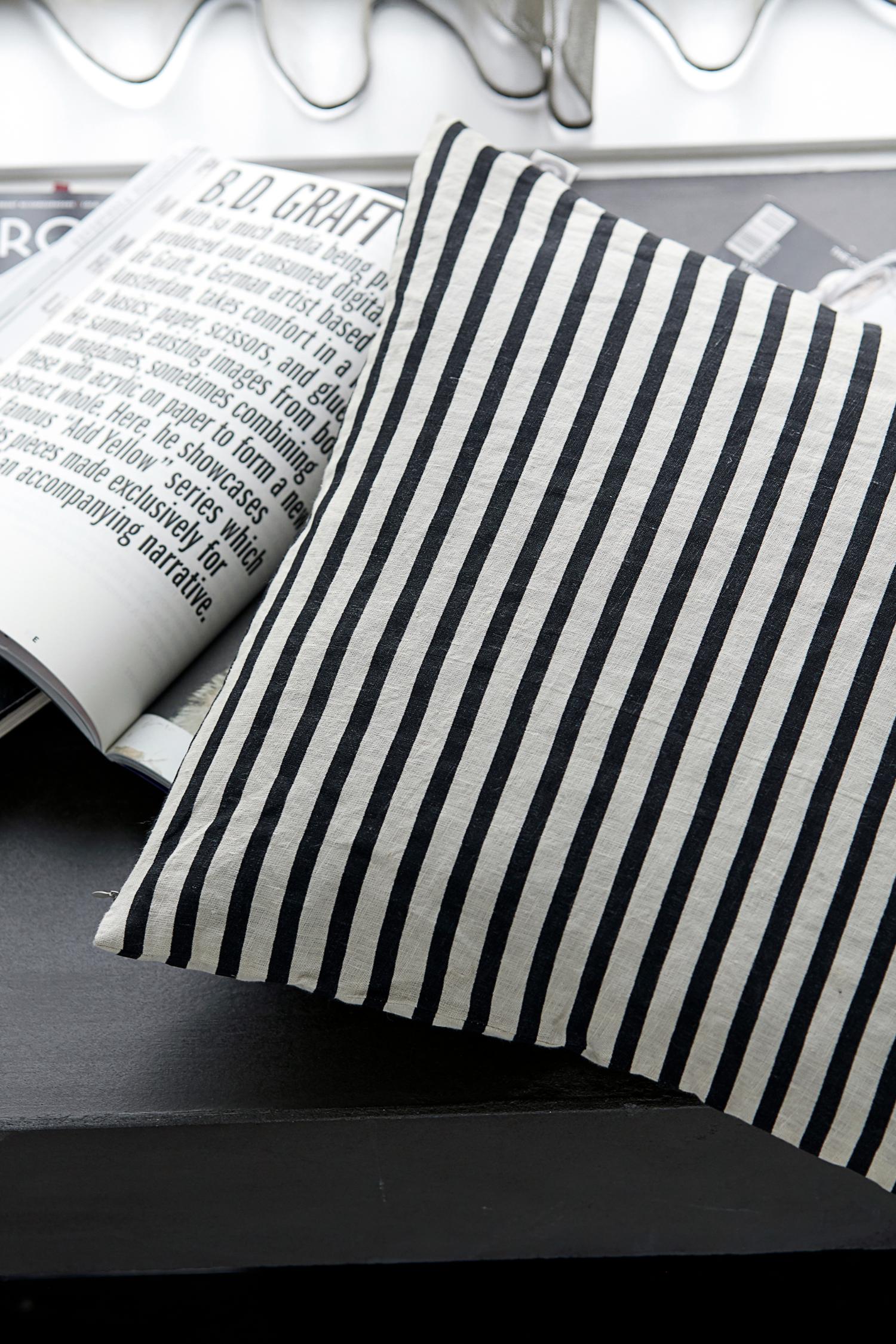 stripe linen cushion cover large