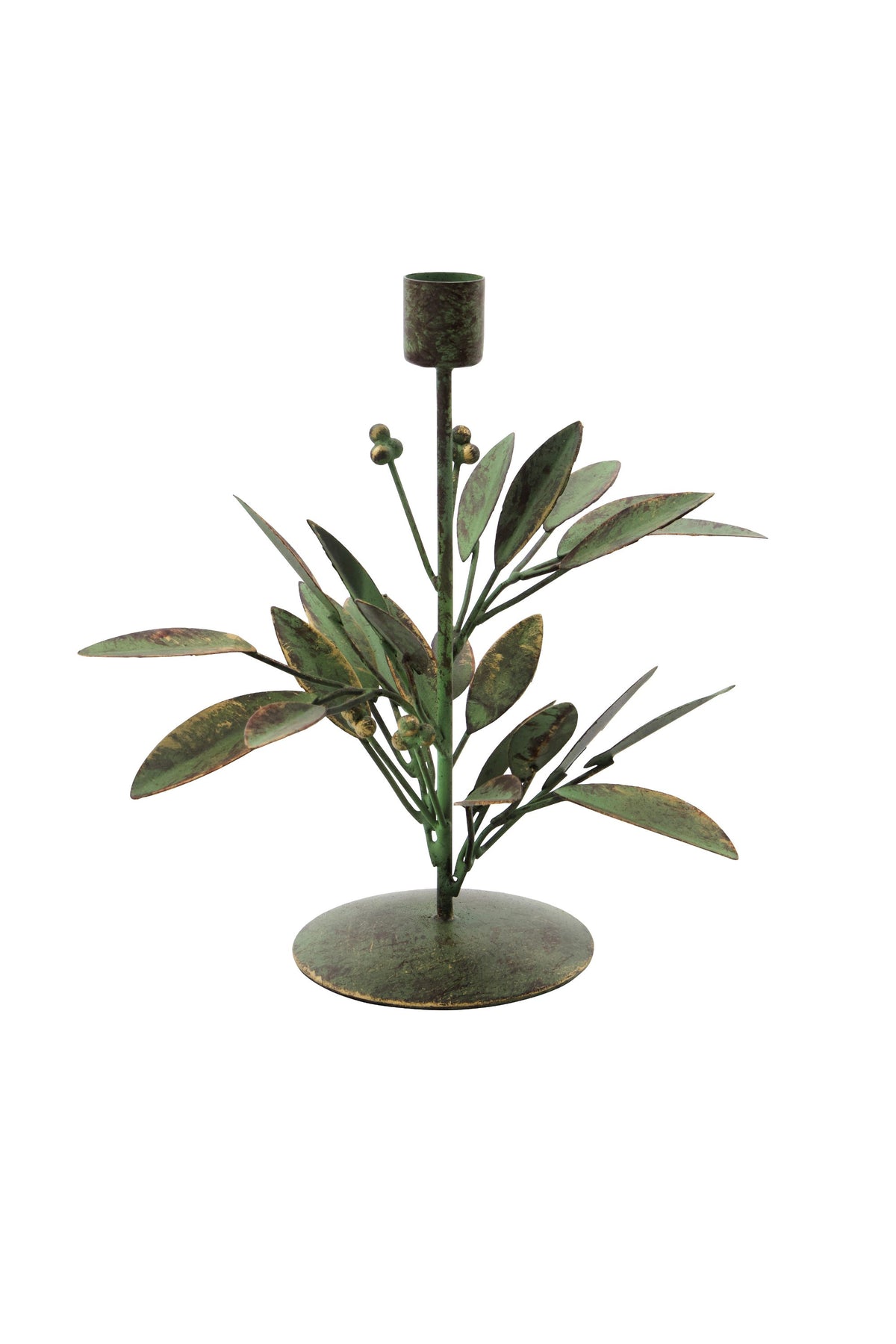 leaves candlestand antique green