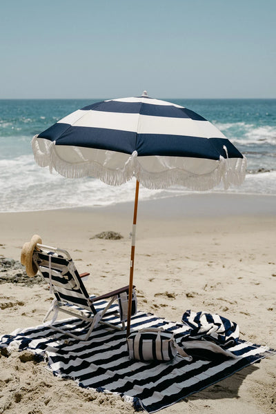 holiday beach umbrella navy stripe