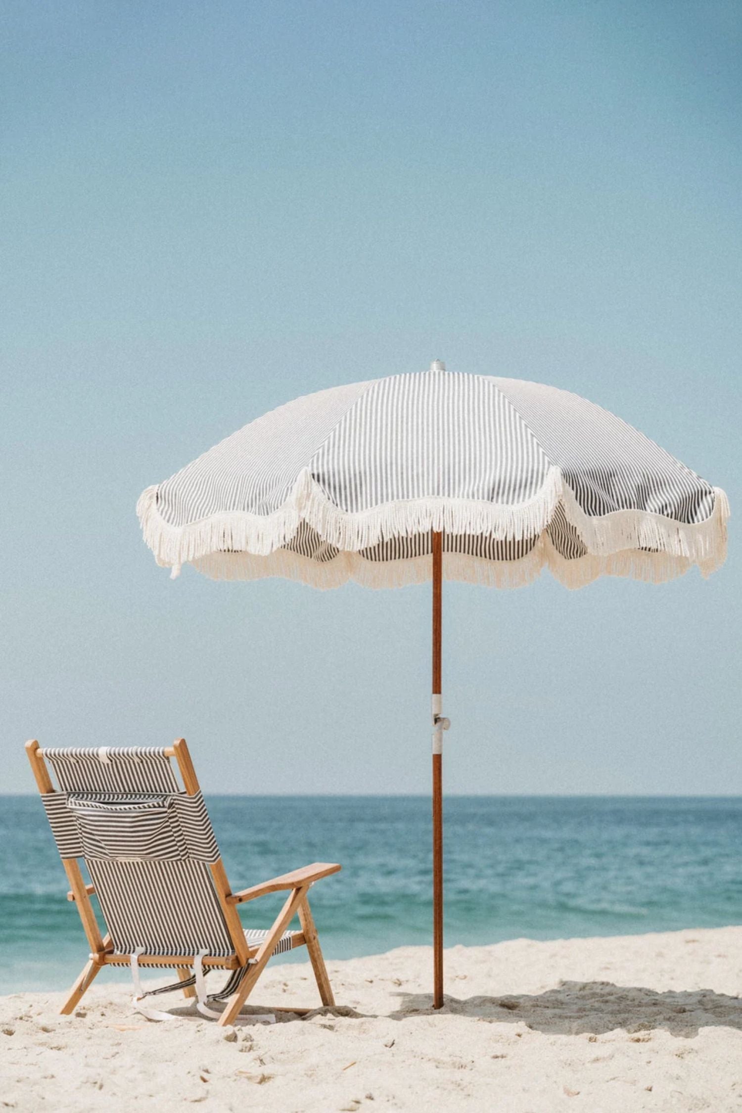 premium beach umbrella navy stripe