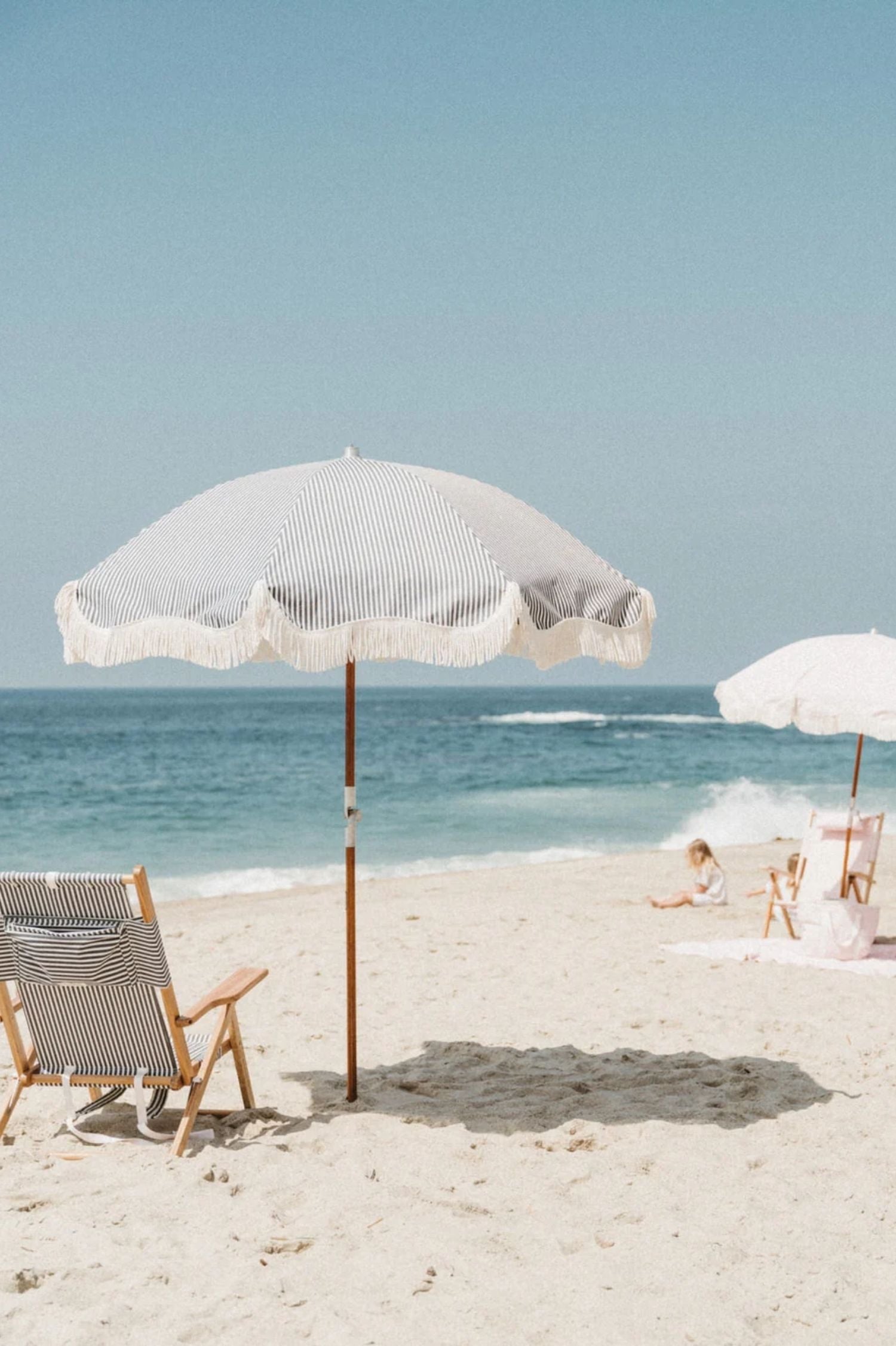 premium beach umbrella navy stripe