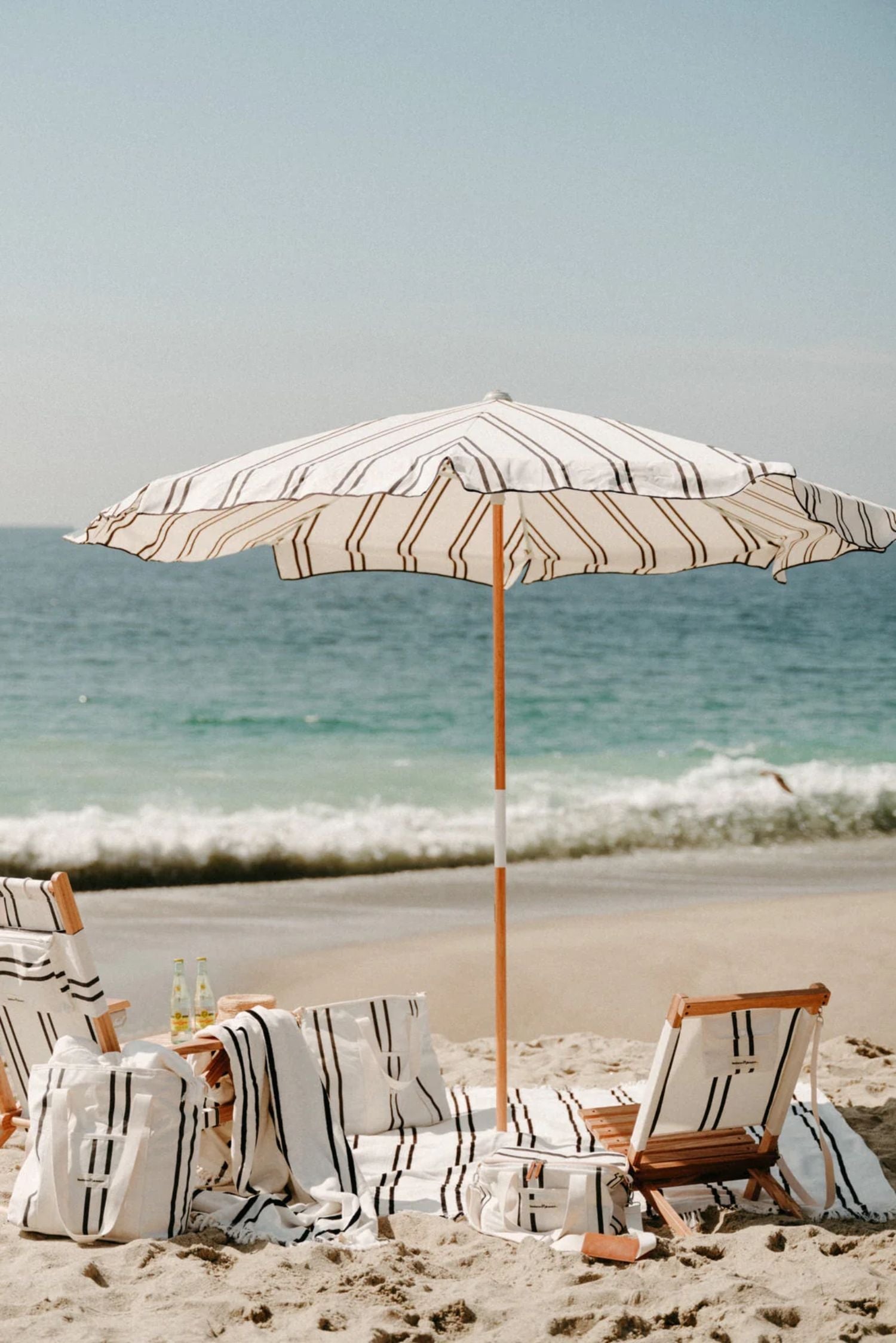 amalfi beach umbrella black stripe