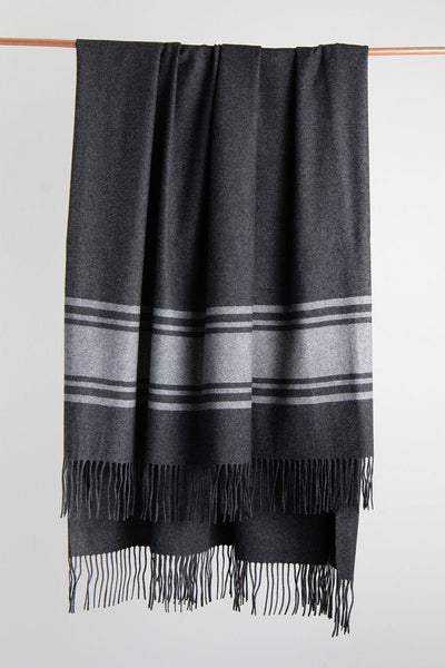 cashmere / merino throw grey stripe