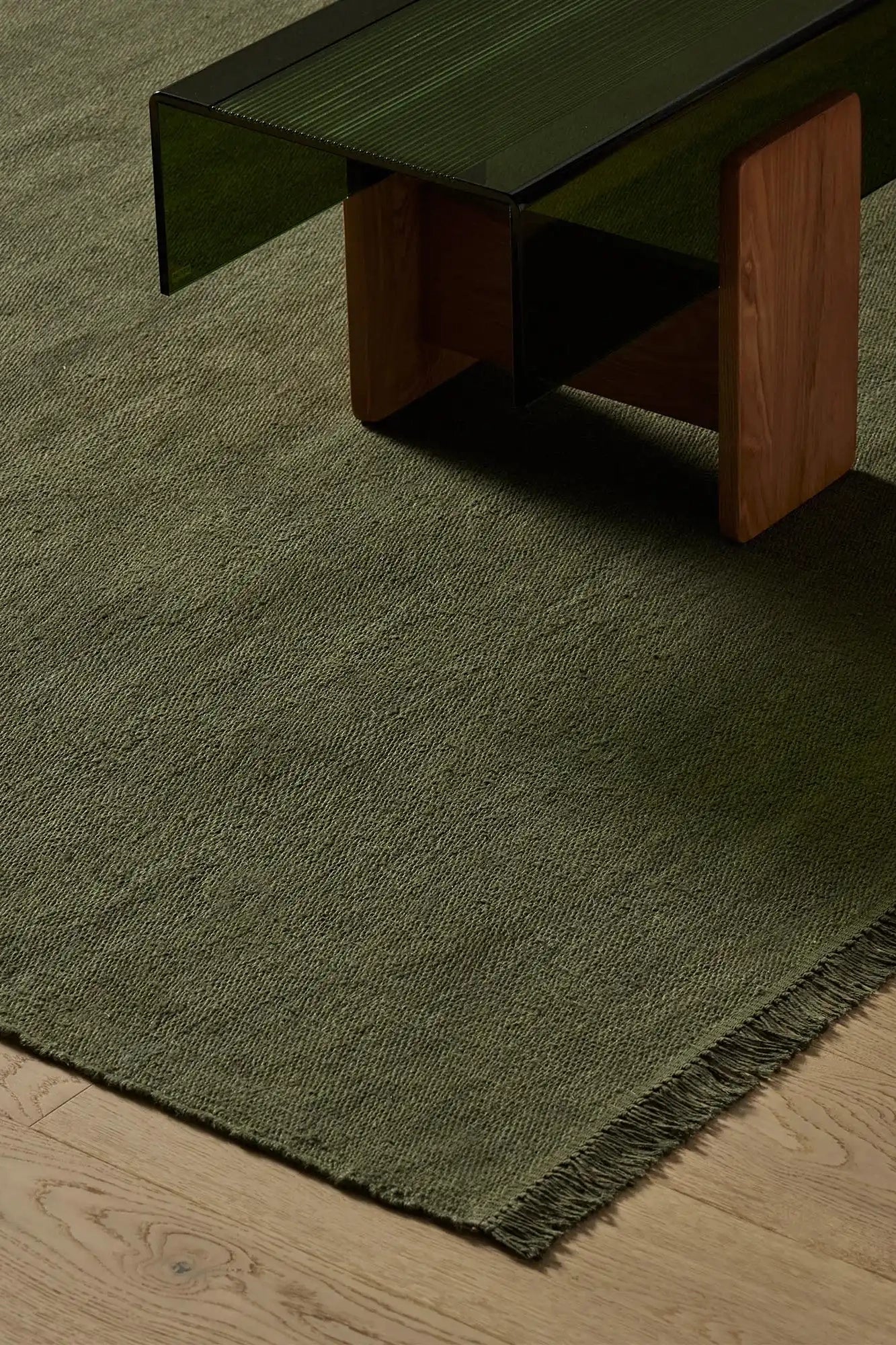 emilio linen floor rug deep olive