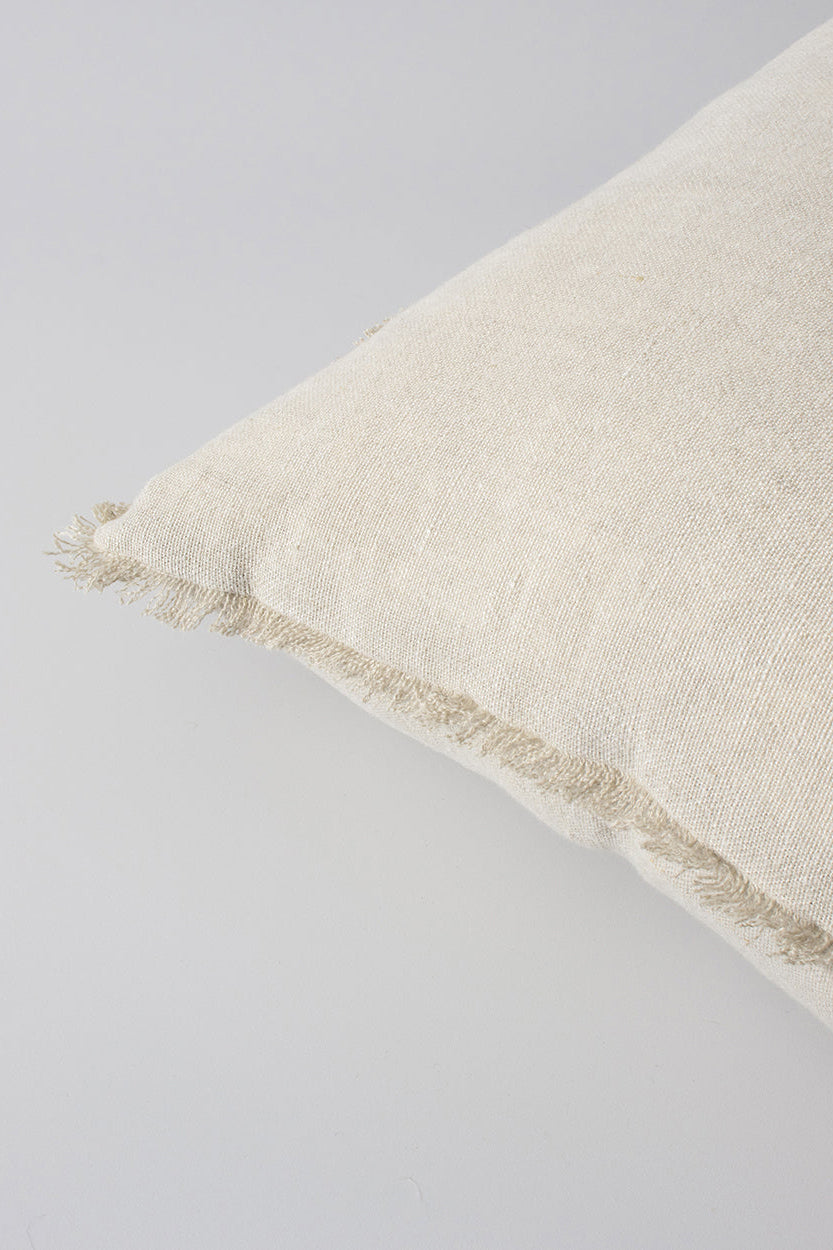 fringe linen cushion cover natural