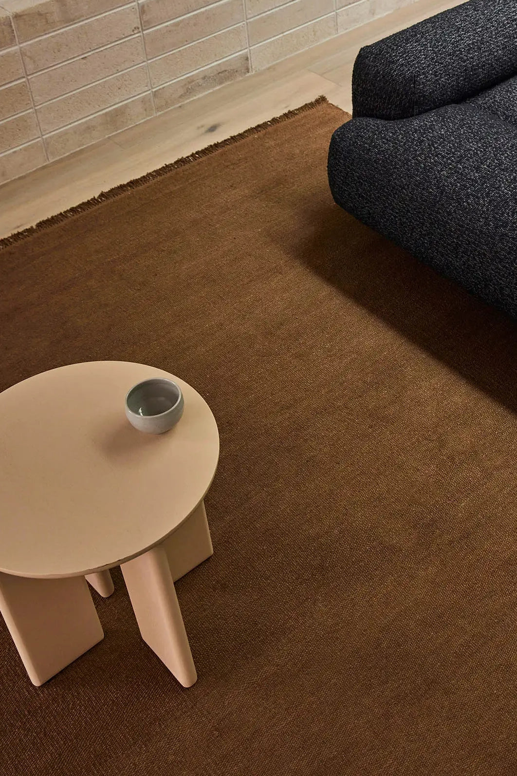 emilio linen floor rug tumeric