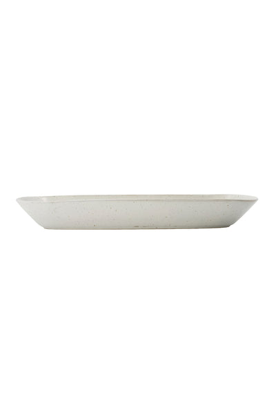 pion deep serving dish off white speckle
