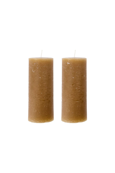 rustic candle 15cm set/2 camel